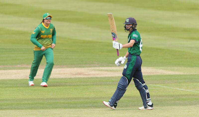 Gaby Lewis recorded her second international half-century of the summer. Photograph: Oisín Keniry