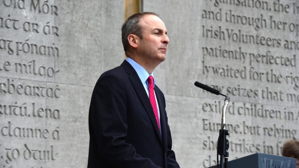 Fianna Fáil leader Micheál Martin speaking at the annual Easter Rising 1916 Commemoration at Arbour Hill, Dublin, on Sunday. Photograph: Cyril Byrne