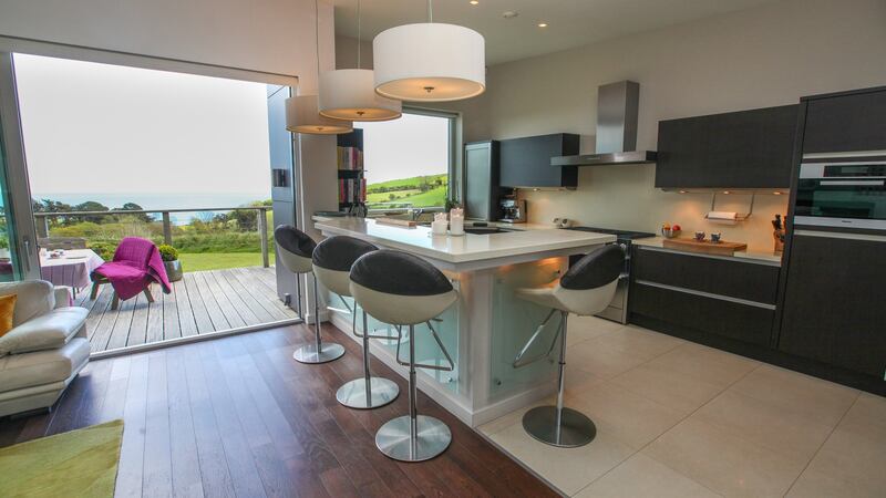 The kitchen and decking area.