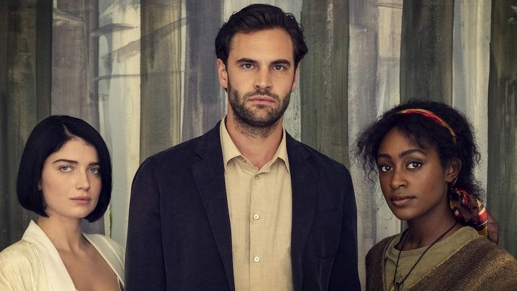 Eve Hewson, Tom Bateman and Simona Brown in Behind Her Eyes