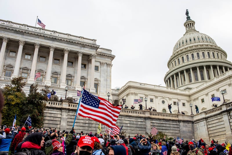 Supporters of Donald Trump storm the Capitol in Washington DC on January 6th, 2021. Photograph: Jason Andrew/The New York Times