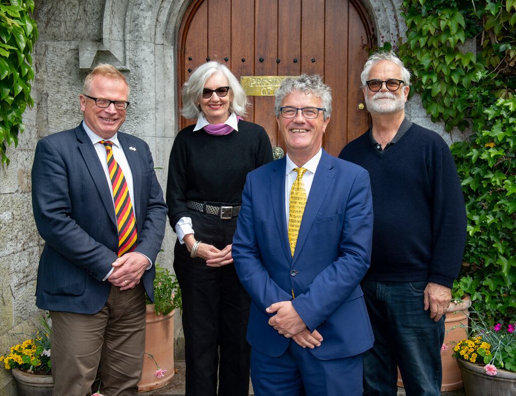 Doug Murrary (far-right) with his wife, Betch, and UCC president John O'Halloran and professor Chris Williams. Photograph: Gerard McCarthy