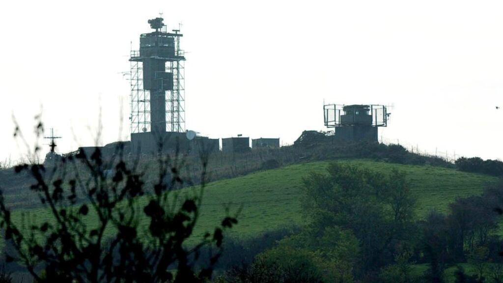 Former British Army watch towers on the border in South Armagh.