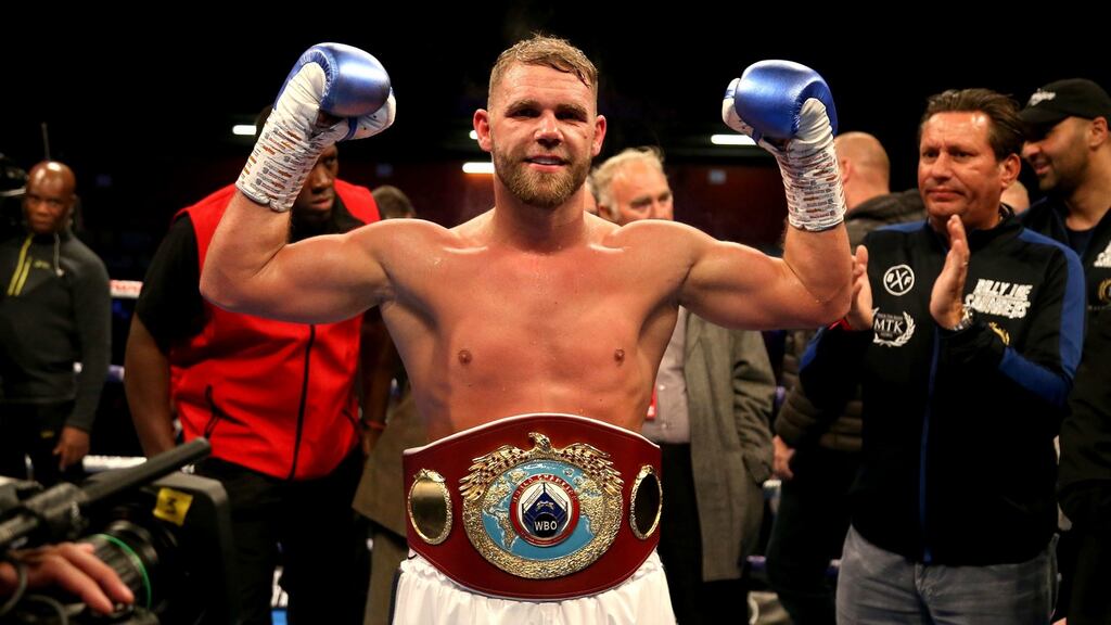 Billy Joe Saunders has had his suspension lifted but has been fined £15,000 by the British Boxing Board of Control after being found guilty of misconduct. Photograph: Paul Harding/PA Wire