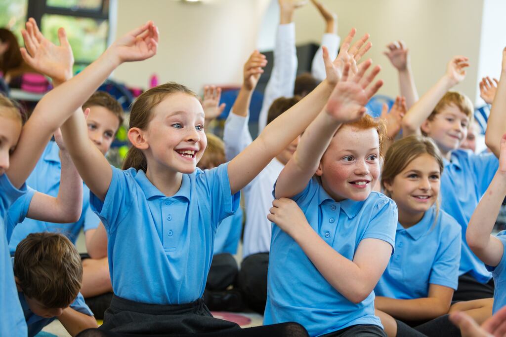 In primary schools, there is a lot of call-and-response. “One, two!” followed by a group rejoinder of “Eyes on you!” Photograph: Getty Images