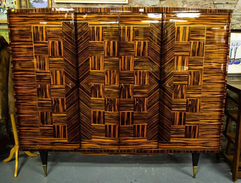 Ebony and zebrawood drinks cabinet (1,000-1,500) R J Keighery