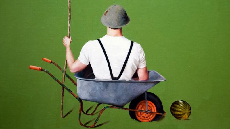 Another view of Tommy Bowe as portrayed by Stephen Johnston.