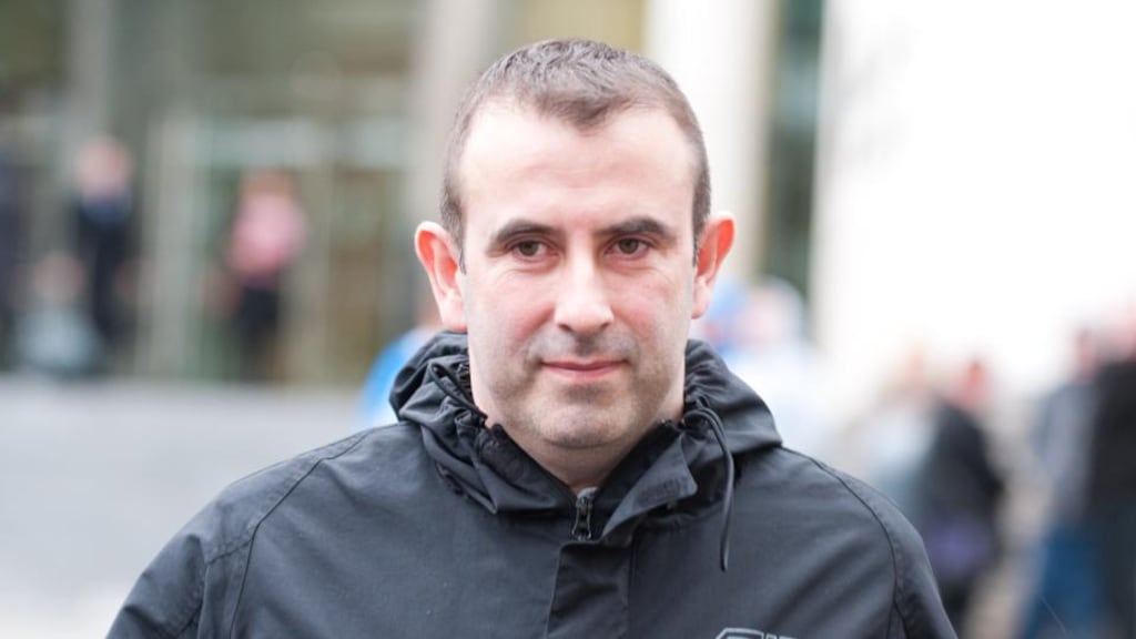 Gordon O’Brien (43) of  Dooradoyle, Co Limerick, leaving Dublin Circuit Criminal Court, where he pleaded guilty to  computer fraud  at Anglo Irish Bank. Photograph: Collins