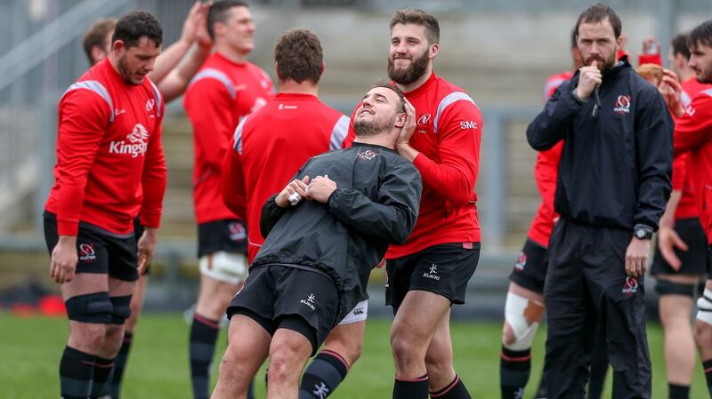 Ulster’s Rob Herring and Stuart McCloskey during training. Photo: Matt Mackey/Inpho