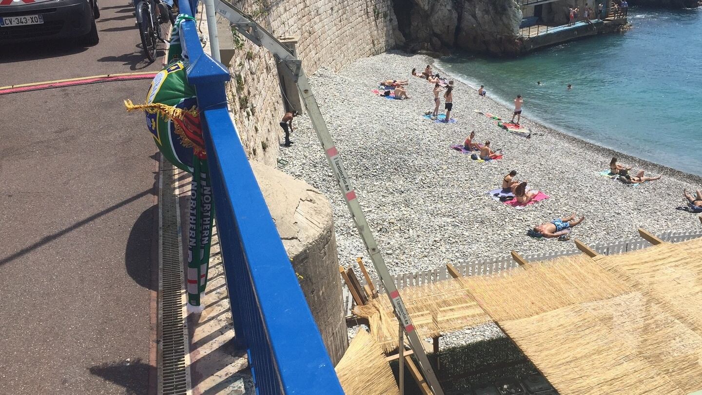 Scene of Darren Rodgers’s fatal accident on Nice promenade, France. Photograph: Gerry Moriarty