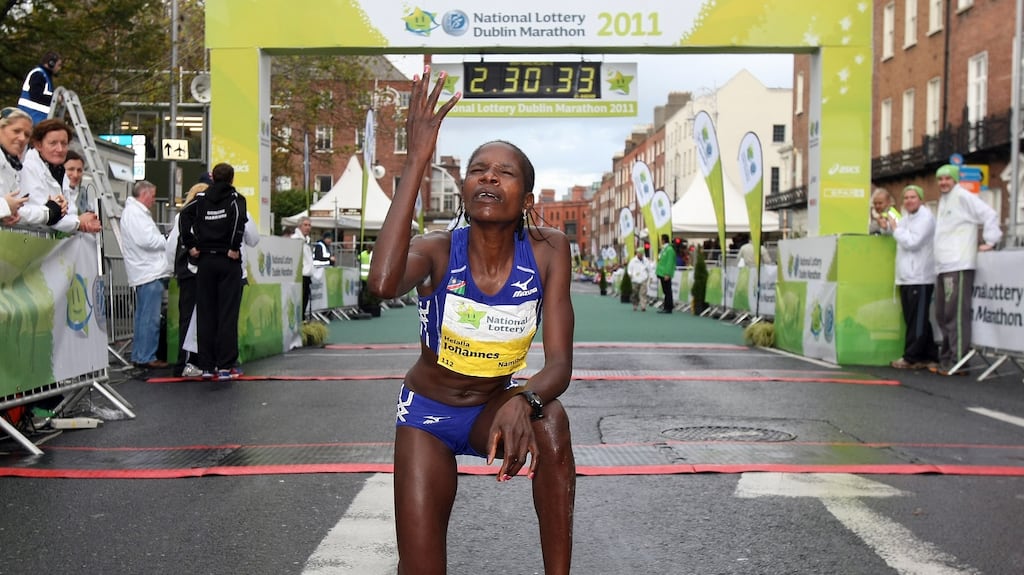 Helalia Johannes: the former Dublin Marathon winner from Namibia was first across the line in Nagoya in a time of 2:22:25. Photograph: Cathal Noonan/Inpho