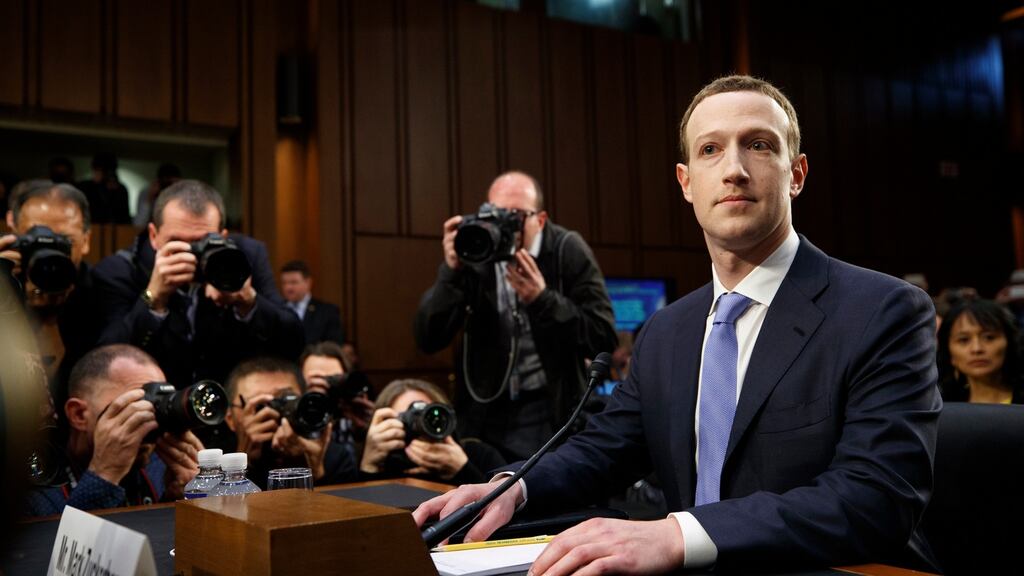 File image of Mark Zuckerberg, chief executive of Facebook, on Capitol Hill in Washington, DC, US. File photograph: Tom Brenner/The New York Times