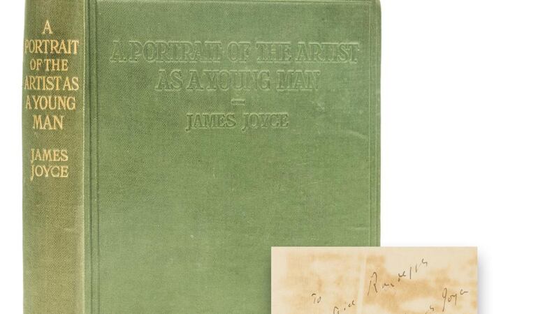 James Joyce’s A Portrait of the Artist as a Young Man, first English edition, English sheets, signed presentation inscription from the author, 1918. Forum Auctions (£15,000 -£20,000)