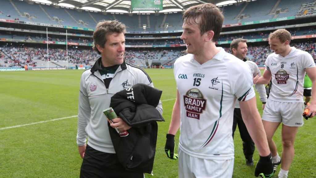 Kildare manager Jason Ryan with Paddy Brophy after the win over Louth at Croke Park. Photo: Morgan Treacy/Inpho