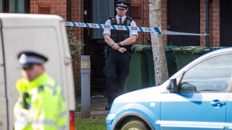 Police officers search an address in Stanwell on September 17th. Photograph: Jack Taylor/Getty Images