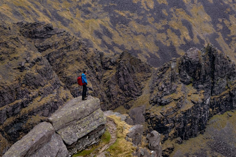 High Peaks Challenge event organiser and mountain guide Piaras Kelly on Céim an Fhiá - The Heavenly Gates - Carrauntoohil, the MacGillycuddy’s Reeks, Co Kerry. Photograph: Valerie O’Sullivan