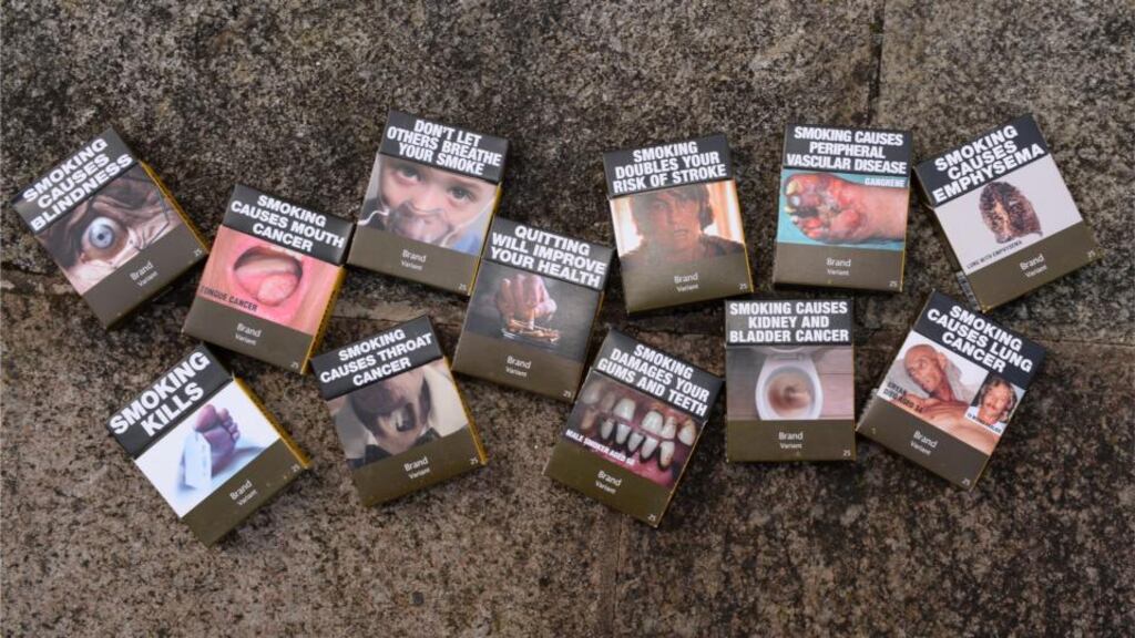 Samples of standardised or plain packaging of tobacco products.