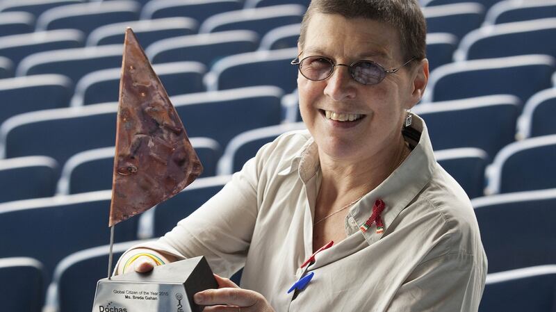 Breda Gahan winning the Dóchas Award for Global Citizen of the Year in 2015. Photograph: Peter Houlihan