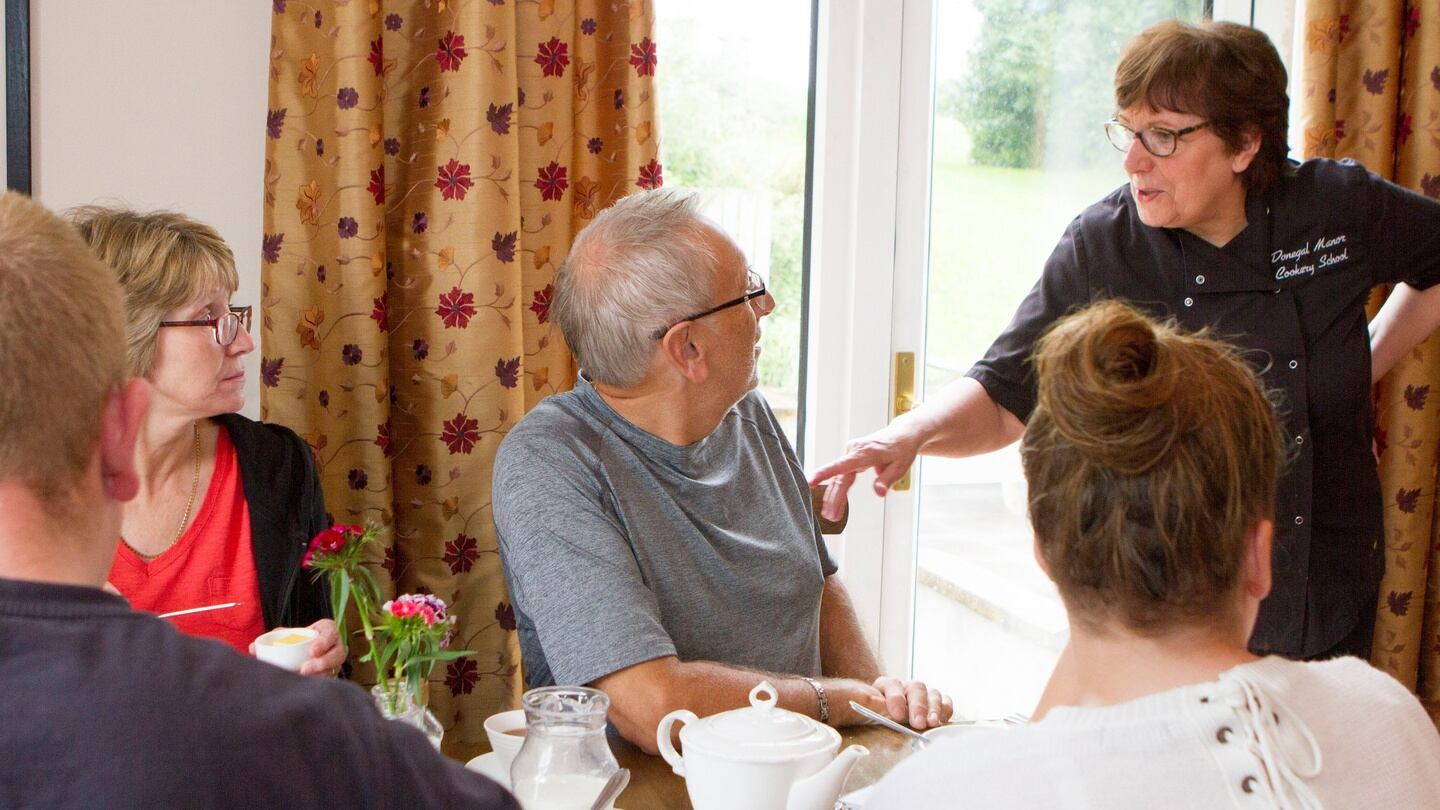 Hostess Sian Breslin with some guests during Breakfast at Donegal Manor. Photograph: North West Newspix