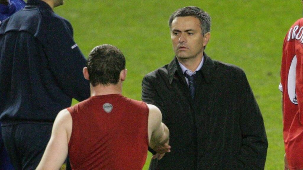 Wayne Rooney (left) has seen an approach from Chelsea and Jose Mourinho (right) rebuffed from Manchester United. Photograph: Getty Images