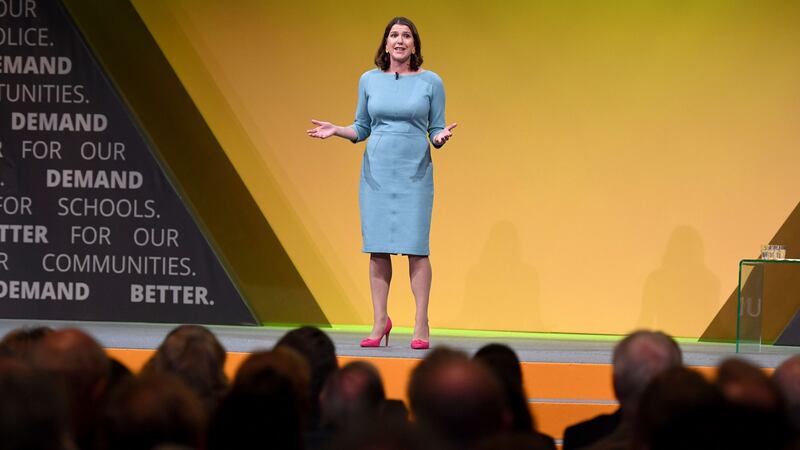 Liberal Democrats leader Jo Swinson delivers her first keynote speech at the party conference in Bournemouth. Photograph: Finnbarr Webster/Getty Images