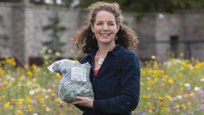 Una Ni Bhrion won an award for her Beechlawn Organic Farm curly kale in compostable bio bag.