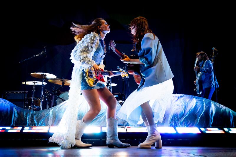Johanna Soderberg and Klara Soderberg from the band First Aid Kit on stage at the National Museum of Ireland, Collins Barracks, Dublin.
Photograph: Tom Honan