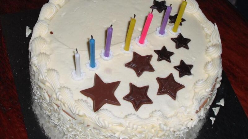 A birthday cake for a seven-year-old girl who has spent most of her life in direct provision. Photograph: Zoë O’Reilly, part of the Irish Refugee Council exhibition ‘One Year On, and Still No Change’, at Powerscourt Gallery, Dublin, until June 3