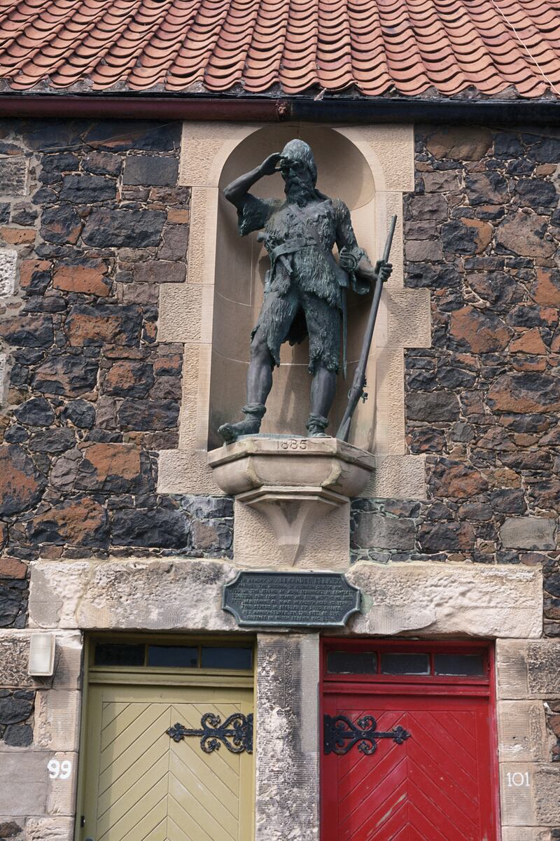 A statue of Alexander Selkrik (1676-1721), a Scottish sailor who spent years as a castaway on a remote island, and was possibly the inspiration for Robinson Crusoe, in Fife, Scotland. Photograph: RDImages/Epics/Getty Images