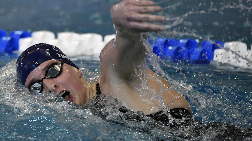 Lia Thomas swims to victory in the 500 Yard Freestyle during the 2022 NCAA Division I Women’s Swimming & Diving Championship at the McAuley Aquatic Center. Photo: Mike Comer/NCAA Photos via Getty Images