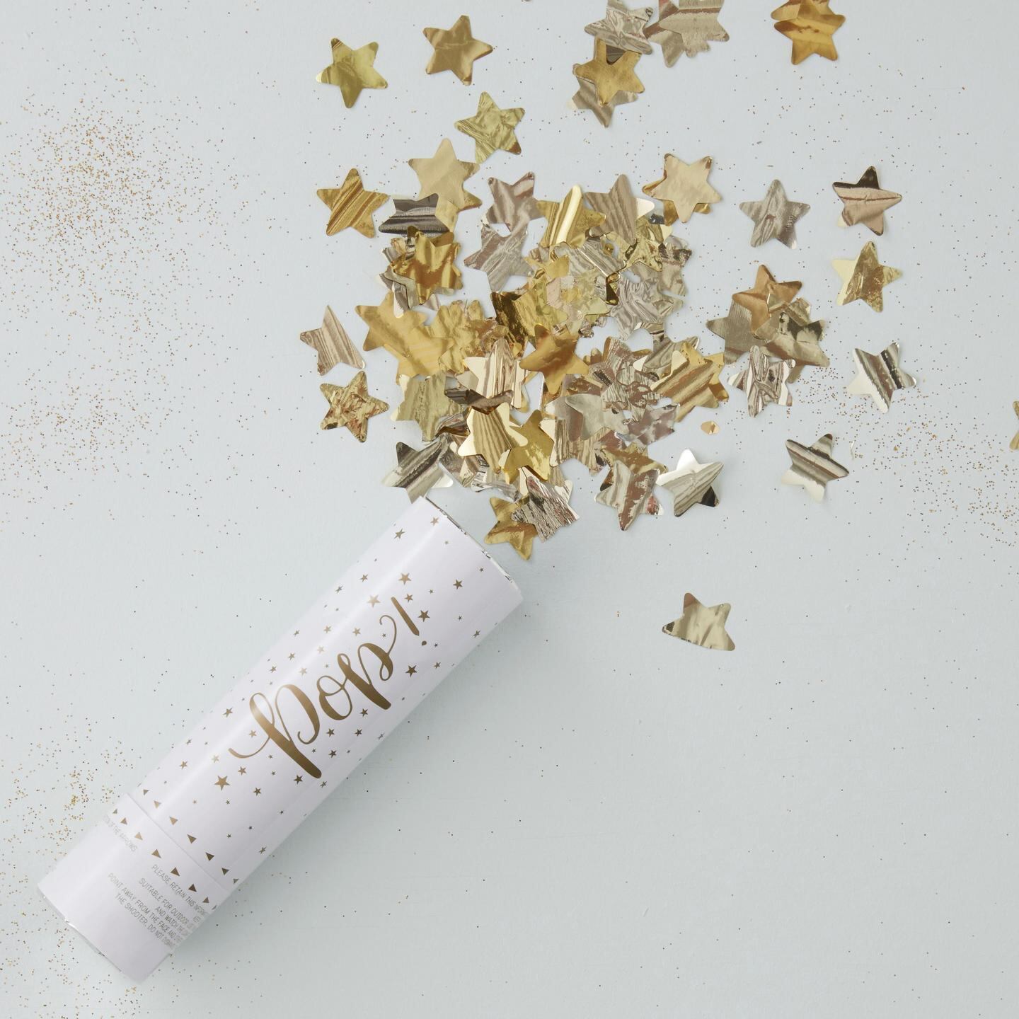 Glitter cannons cost about €3 each and are available from  any party shop.