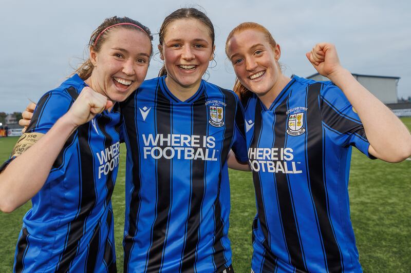 Athlone Town’s Hannah Waesch, Roisin Molloy and Shauna Brennan. Photograph: James Crombie/Inpho