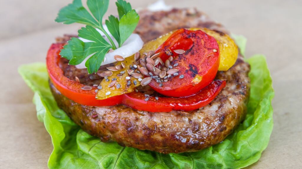 The BodyByrne burger made with lean beef and turkey, from The Market Butcher