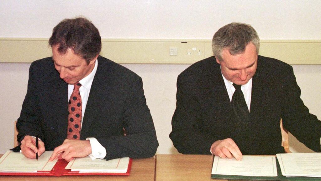 It was not solely through the signatures we scribbled on that document on April 10th, 1998, that peace came to Northern Ireland. It was the values people ascribed to it as a result. Photograph: Dan Chung/Reuters