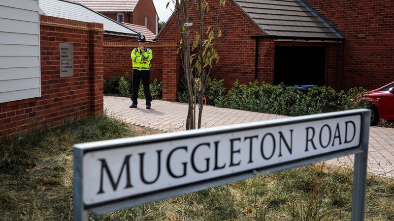 Police on the scene at Muggleton Road where a major incident was declared after a man and woman were exposed to a nerve agent. Photograph: Jack Taylor/Getty Images