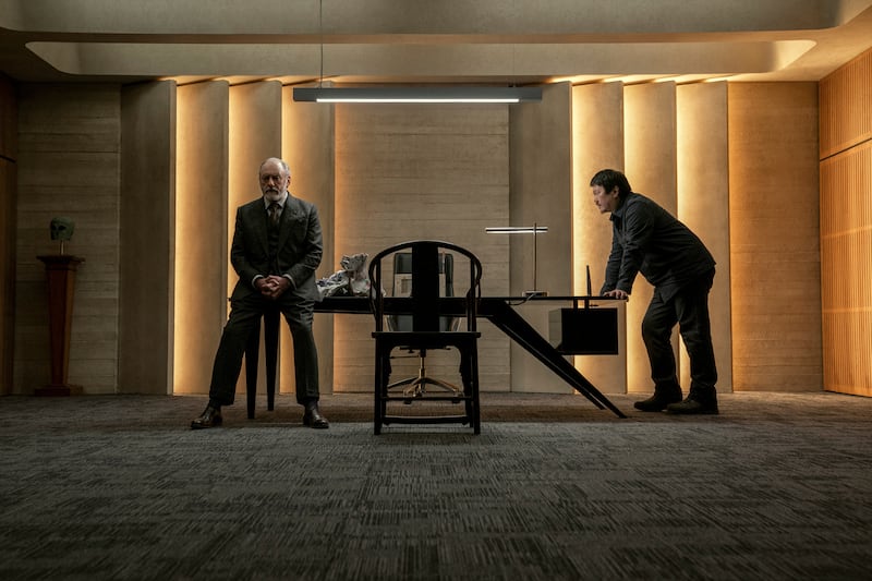 Liam Cunningham and Benedict Wong in 3 Body Problem. Photograph: Ed Miller/Netflix