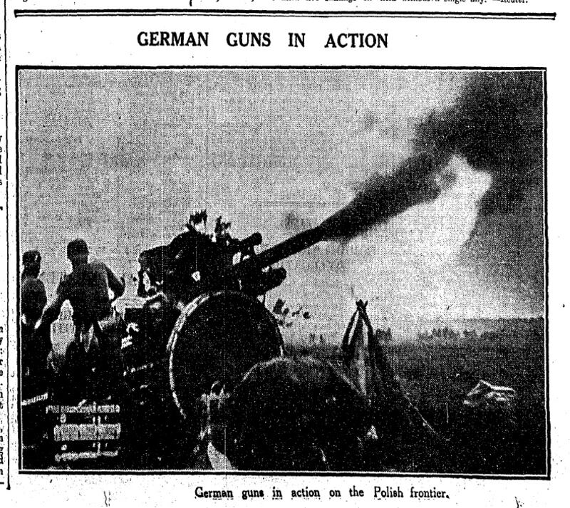 ‘German guns in action’ - published September 3rd in The Irish Times