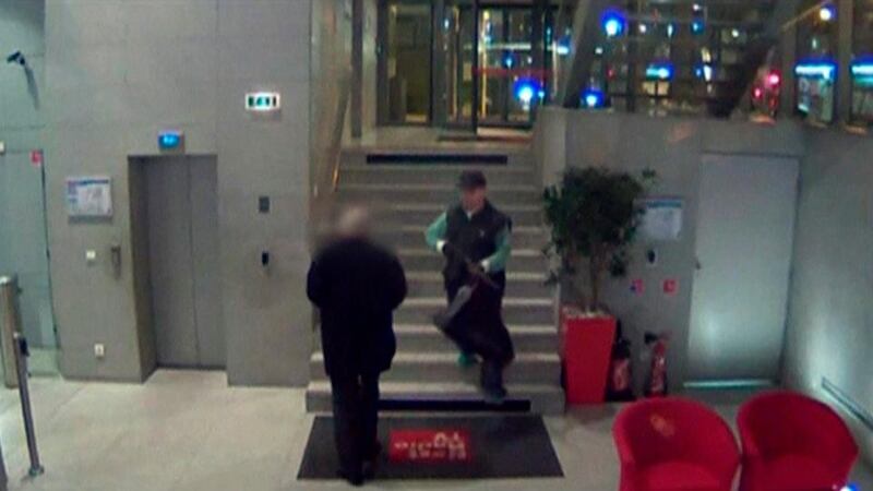 Another shot from video taken from surveillance footage of the suspected Parisian gunman. Photograph: Reuters