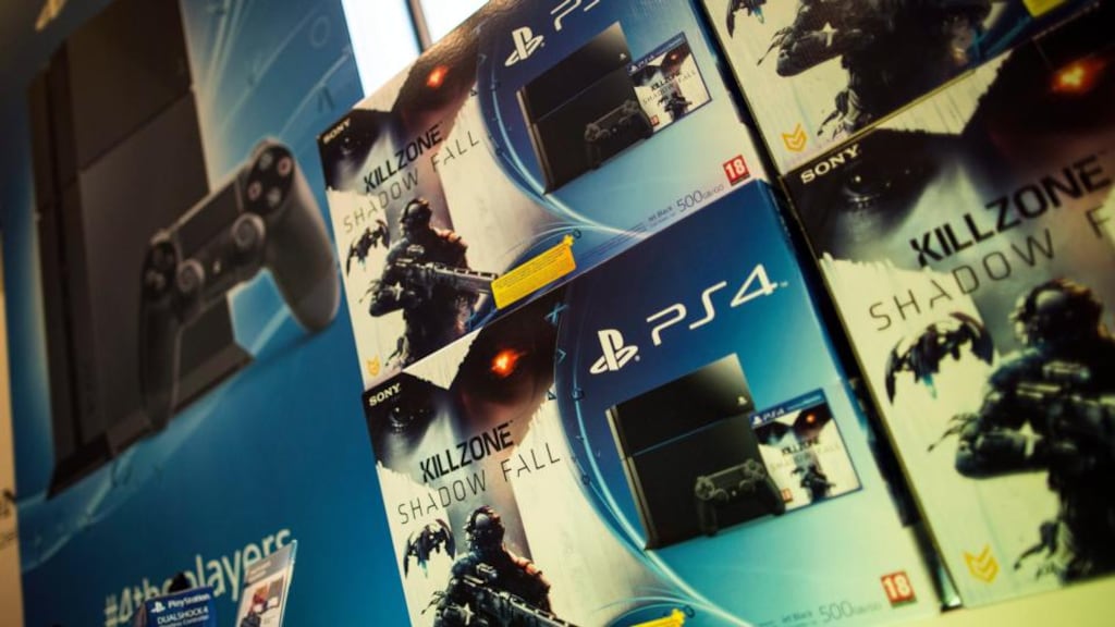 Sony’s new flagship video-game console, the Playstation 4. Photogrpah: Ian Langsdon/EPA