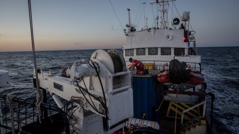 The Alan Kurdi rescue ship enters the search-and-rescue zone, off the Libyan coast, on December 26th. Photograph: Sally Hayden