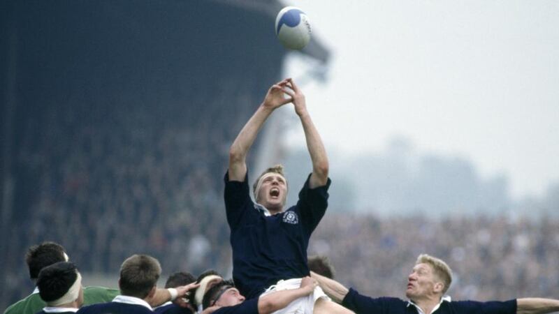 Weir wins a lineout during Scotland’s World Cup encounter with Ireland in 1991. Photo: Mike Brett/Popperfoto/Getty Images