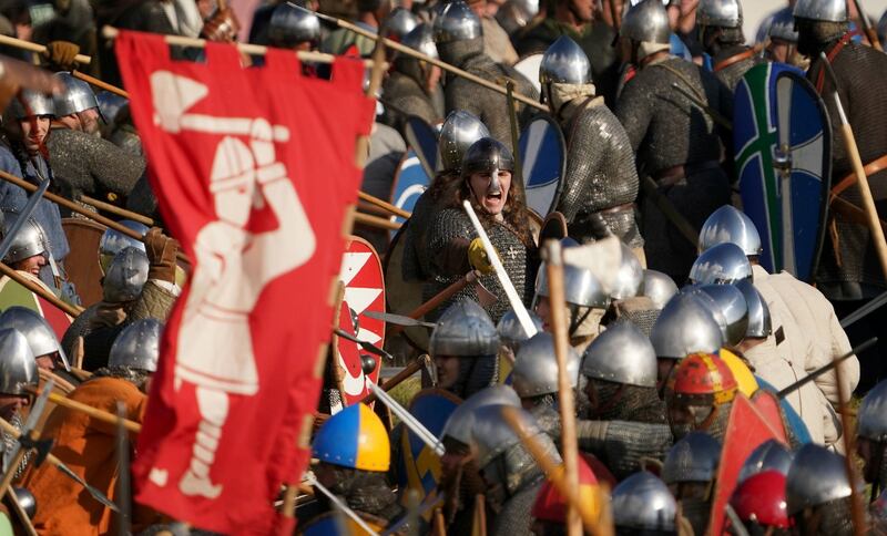 A re-enactment of the Battle of Hastings in which, on October 14th, 1066, William the Conqueror's Norman-French forces defeated an English army, beginning the Norman conquest of England. The 'Normans' arrived in Ireland in 1169. Photograph: Gareth Fuller/PA Wire