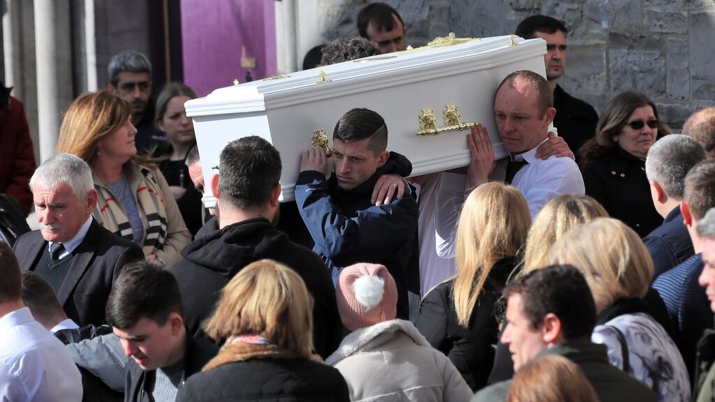 Kayla Carey’s coffin is carried from St Mary’s Church in Navan after her funeral Mass on Tuesday. Photograph: Colin Keegan/Collins.