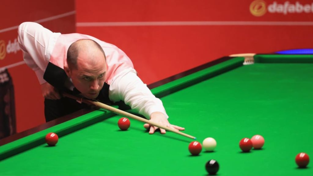 Joe Perry in action against Jamie Burnett during day four of the the World Snooker Championship at Crucible Theatre in Sheffield. Photograph: Matthew Lewis/Getty Images