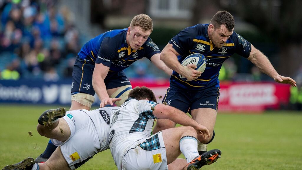 Leinster’s Cian Healy in action against Glasgow in the Champion Cup game at the RDS. Photograph: Morgan Treacy/Inpho
