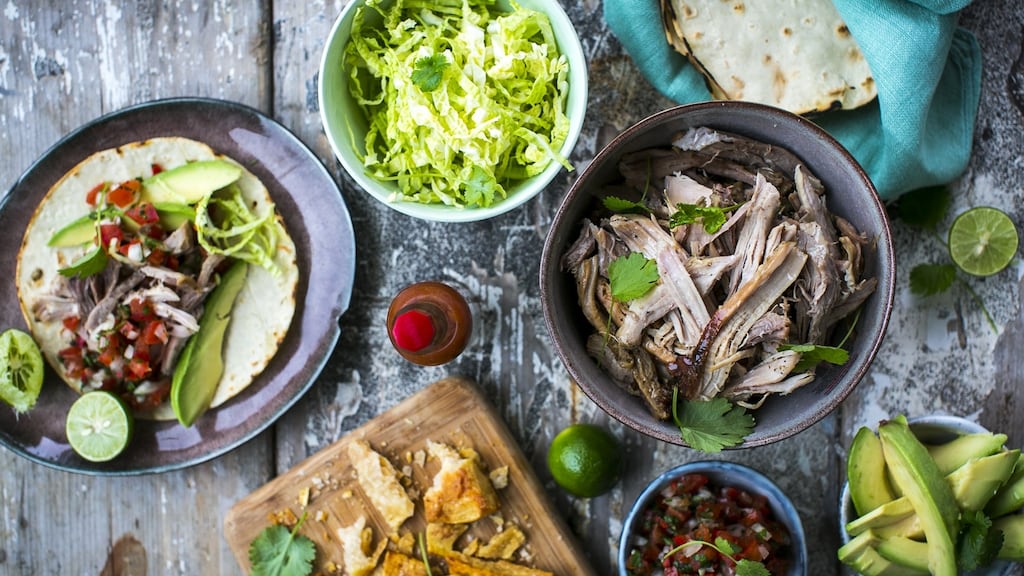 Beer-braised pork carnitas. Photograph: Donal Skehan