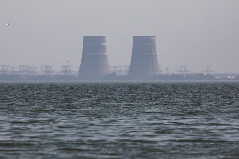 The Zaporizhzhia nuclear complex along the banks of the Dnipro River in Ukraine on August 13th. Photograph: David Guttenfelder/The New York Times