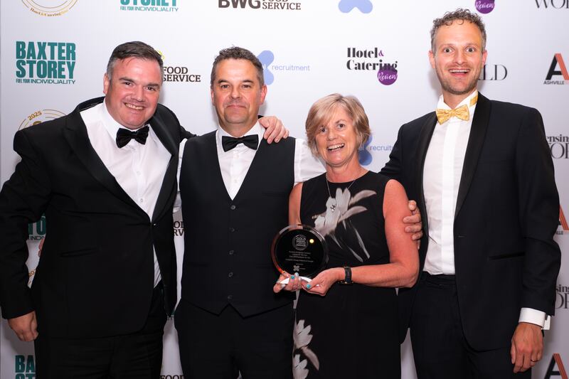 Anthony Reilly, regional executive chef at Compass Group Ireland at Google; Shay Kendrick, culinary director at Compass Group Ireland at Google; Sinead Maye, senior general manager at Compass Group Ireland at Google; Stephan de Vries, head of operations at Compass Group Ireland at Google. Photographer: Ruben Morrissey-Fernandez/Ruby Productions.