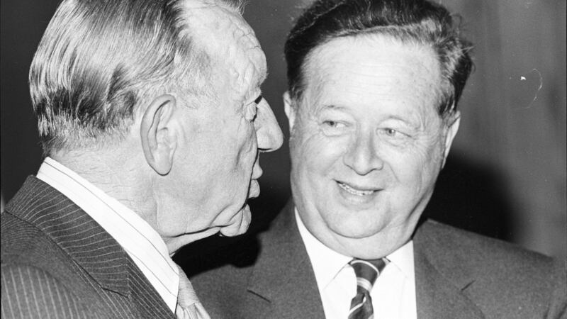 Former director general of the GAA Seán Ó Síocháin talks to broadcaster Michael O’Hehir.