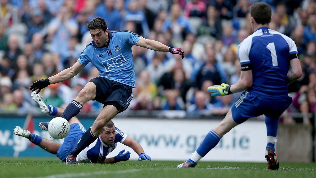 Bernard Brogan sidefoots home a goal against Monaghan in the 2014 All-Ireland quarter-final. Photograph: Donall Farmer/Inpho